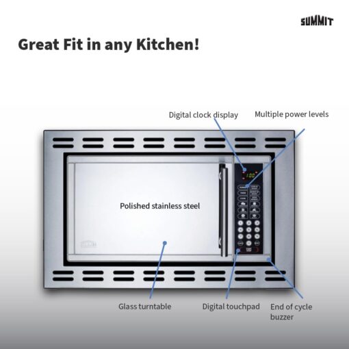 Summit 24” Over The Range Microwave, 0.9 cu.ft. Built In Microwave, Stainless Steel- OTR24 - Image 2