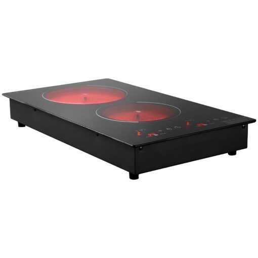 VBGK Electric Cooktop, 12 Inch Built-in Radiant Electric Stove Top,110V 2100W Electric burner with 2 Burners, 9 Heating Level, Timer & Kid Safety Lock, Sensor Touch Control 2 burner Induction Cooktop - Image 3