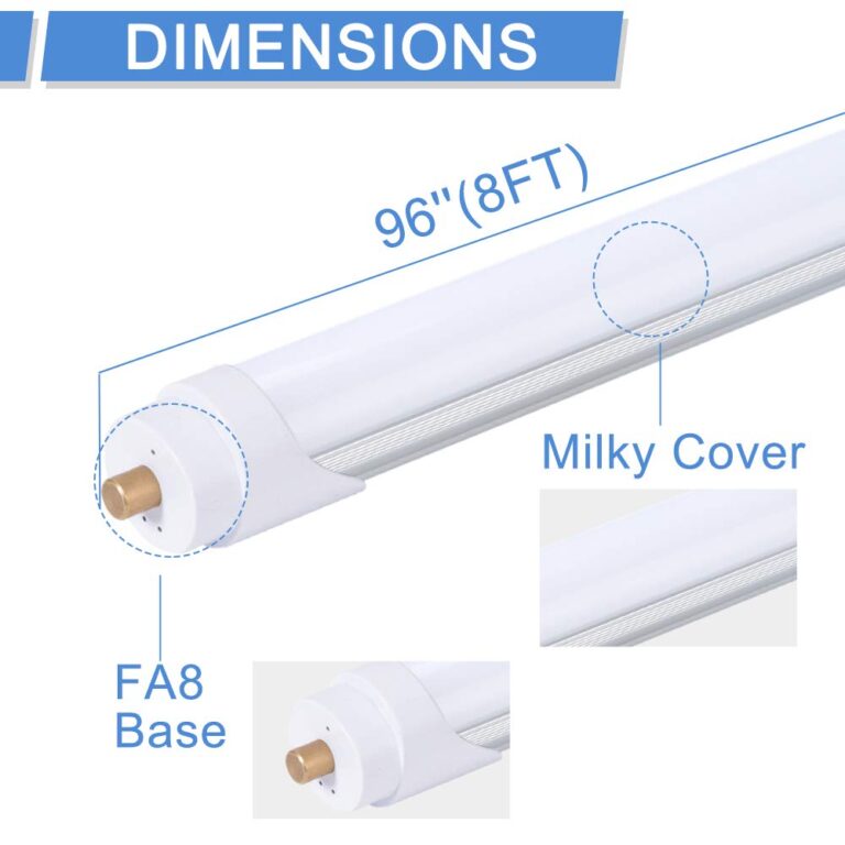 ONLYLUX 8ft LED Bulbs,12 Pack 96" 45W FA8 Single Pin LED Tube Lights 5400LM, 6000k, Milky Cover, F96T12 Bulb Fluorescent Replacement, Ballast Bypass - Image 6