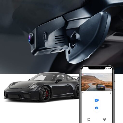 Fitcamx 4K Dash Cam Compatible with Porsche 718 Boxster Cayman 981 987 982 911 Turbo (Model C), Integrated OEM Look, UHD 2160P Video, Built-in WiFi & APP, Loop Recording, Parking Mode, 64GB Card
