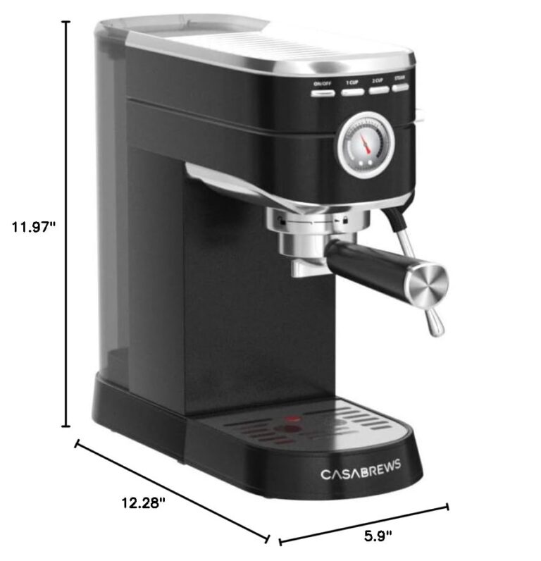 CASABREWS Espresso Machine 20 Bar, Stainless Steel Espresso Maker with Milk Frother Steam Wand, Compact Cappuccino Machine for Home, Espresso Coffee Machine with Removable Water Tank, Black - Image 2