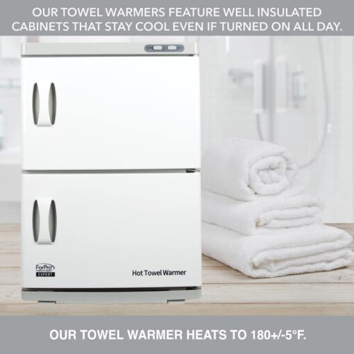 ForPro Professional Collection Expert Double Hot Towel Warmer, 46L Extra Large Capacity, Holds 48 Towels, Rust Resistant Towel Heater with Stainless Steel Racks, 25.5" H x 17.75" W x 11" D, White - Image 3