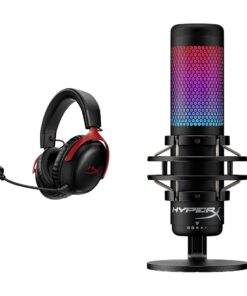 HyperX Cloud III Wireless – Gaming Headset for PC, PS5, PS4, up to 120-hour Battery, 2.4GHz Wireless & QuadCast S RGB USB Condenser Microphone with Shock Mount for Gaming, Streaming, Podcasts