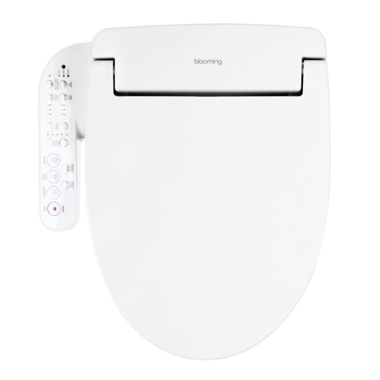 Blooming NB-1360R Bidet Toilet Seat *Round* Warm Water with Stainless Steel Nozzle, Warm Air Dryer, Heated Toilet Seat, Sittable Lid, Nightlight, Fits Round Toilets, White