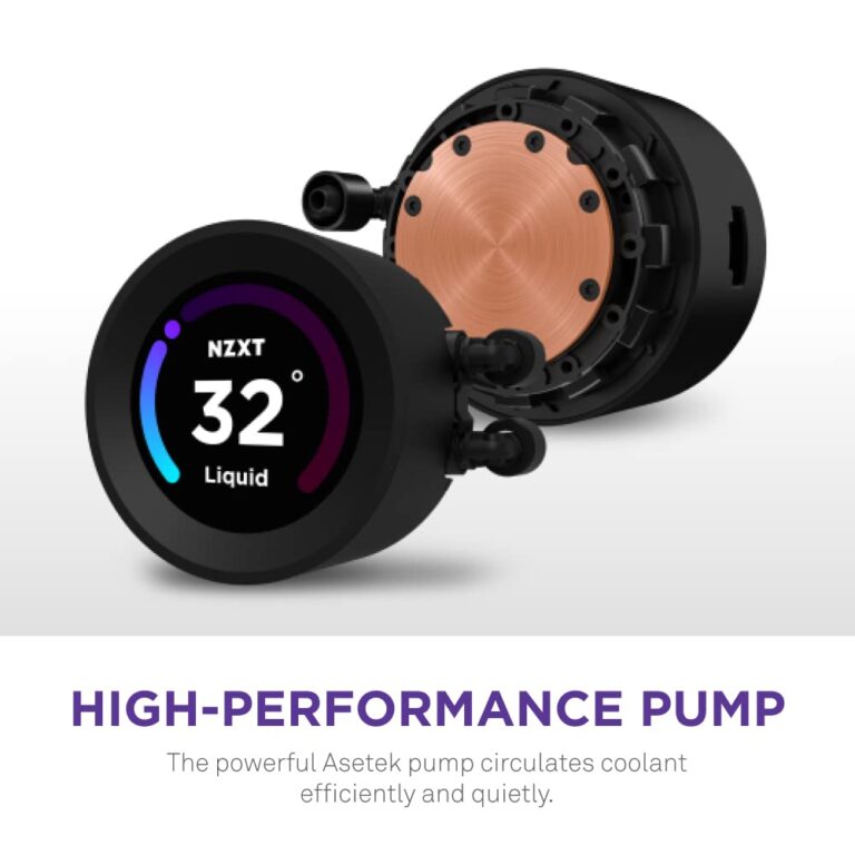 NZXT Kraken Elite 240 - RL-KN24E-B1 - 240mm AIO CPU Liquid Cooler - Customizable 2.36" LCD Display for Images, Performance Metrics and More - High-Performance Pump - 2 x F120P Fans - Black - Image 6