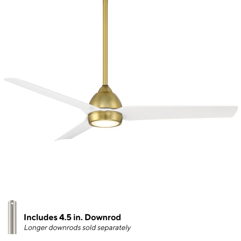 Mocha Indoor and Outdoor 3-Blade Smart Home Ceiling Fan 54in Soft Brass Matte White with 3000K LED Light Kit and Remote Control works with Alexa and iOS or Android App - Image 9