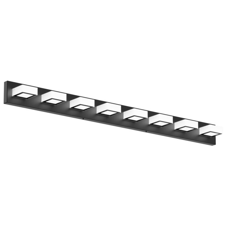Ralbay 52inch Black Vanity Lights Fixtures 8 Lights LED Modern LED Acrylic Matte Black Vanity Lights Modern Black Bathroom Wall Lighting Over Mirror