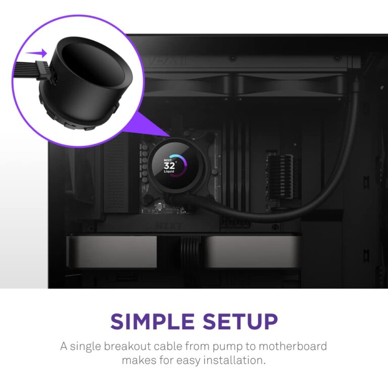 NZXT Kraken 240 - 240mm AIO CPU Liquid Cooler - Customizable 1.54" Square LCD Display for Images, Performance Metrics and More - High-Performance Pump - 2 x F120P Fans - Black - Image 4