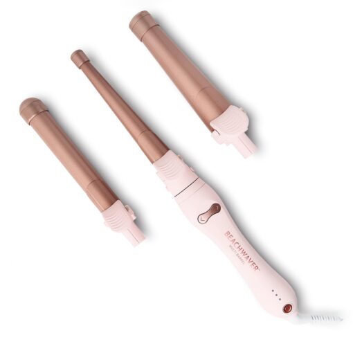 The Beachwaver Co. Multi Barrel Beachwaver - Pink Rosegold | Professional Ceramic Rotating Curling Iron w/ 3 Attachments | Adjustable Heat, Ergonomic Handle, Travel-Friendly | B-Series (BWIB3N11136)
