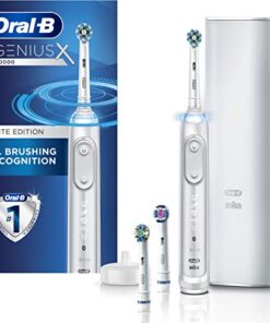 Oral-B GENIUS X Electric Toothbrush with 3 Oral-B Replacement Brush Heads and Toothbrush Case, White (Packaging May Vary)
