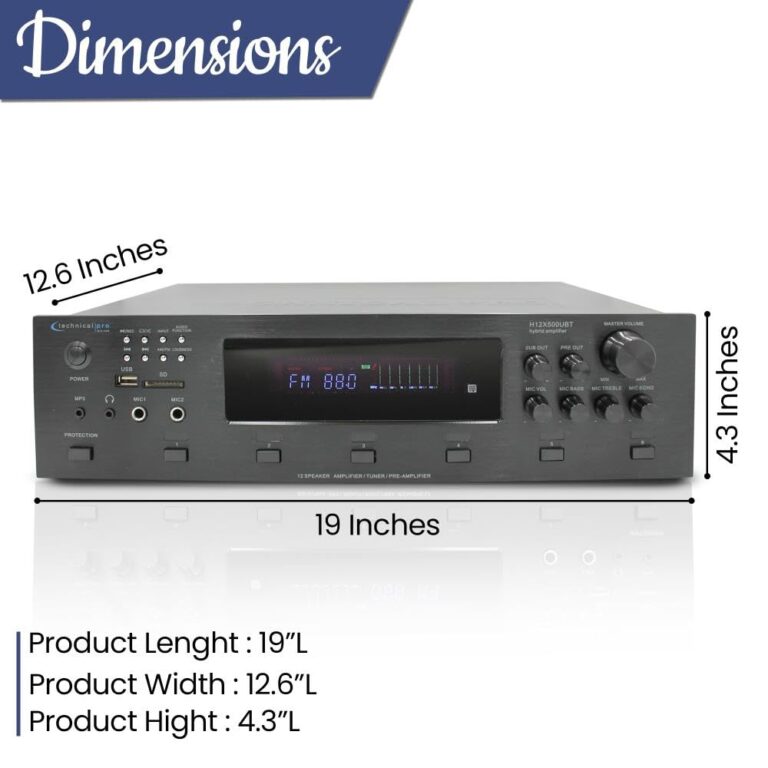 Technical Pro 6000 Watts 6 Zone Digital Bluetooth Hybrid Amplifier Preamp Tuner w/Speaker USB, SD Card Output, 2 Mic Inputs, Bass & Treble Controls, Cooling Speed Fan & LCD Display - Image 8
