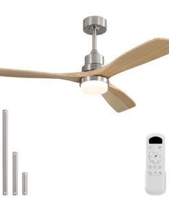 Sofucor Low Profile Ceiling Fan With Lights Remote Control 52 Inch Flush Mount Ceiling Fan Modern Wood Blade Fan For Bedroom Living Room Indoor Outdoor Farmhouse Patio, Noiseless DC Motor