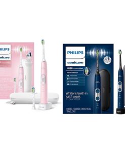 Philips Sonicare ProtectiveClean 6500 Rechargeable Electric Power Toothbrush & ProtectiveClean 6100 Rechargeable Electric Power Toothbrush, Navy Blue, HX6871