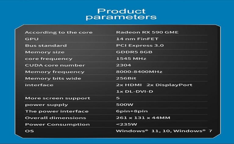 XUANMO AMD Radeon RX590 2304sp 8GB gpu 256-Bit GDDR5 HDCP Ready CrossFireX Computer Graphics Video Card PCIe 3.0 ×16 1340MHz Base Clock Video Gaming AMD Graphics Card - Image 4