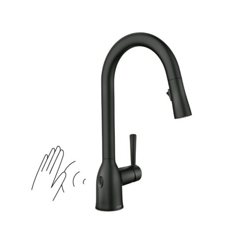 Moen Adler Matte Black Motionsense Wave Sensor Touchless One Handle Pulldown Kitchen Faucet Featuring Power Clean, 87233EWBL