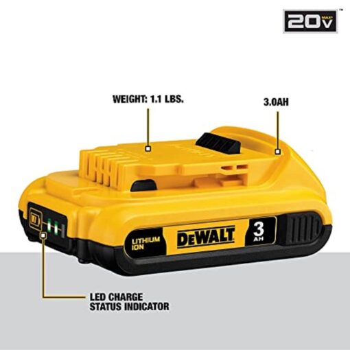 DEWALT 20V MAX Battery Pack with Charger, 3-Ah (DCB230C), Black 20V MAX* Jobsite Fan, Tool Only - Image 4