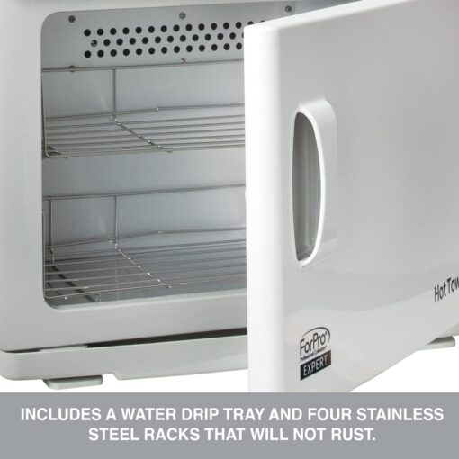 ForPro Professional Collection Expert Double Hot Towel Warmer, 46L Extra Large Capacity, Holds 48 Towels, Rust Resistant Towel Heater with Stainless Steel Racks, 25.5" H x 17.75" W x 11" D, White - Image 2