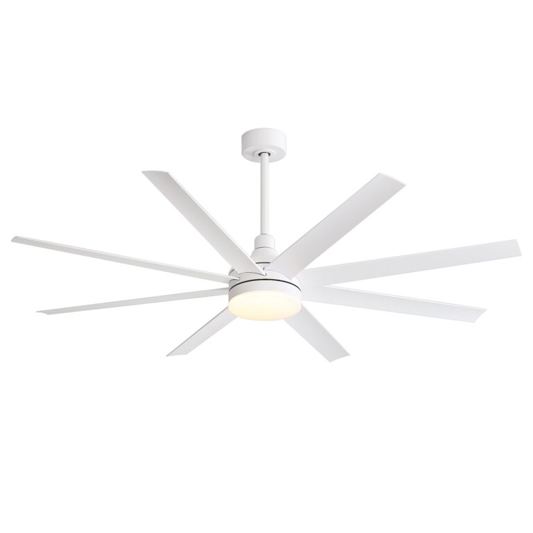 Breezary 65 Inch Ceiling Fan with Light and Remote, 8-Blade, Reversible DC Motor, 6-Speed, Timer, Industrial Ceiling Fans with Led Light Chandelier for Bedroom Office (White) - Image 2