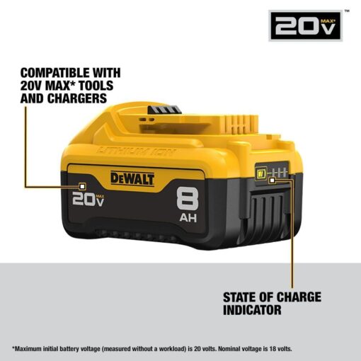 DEWALT 20V MAX* XR Batteries, 8.0-Ah, 2-Pack (DCB208-2) - Image 7
