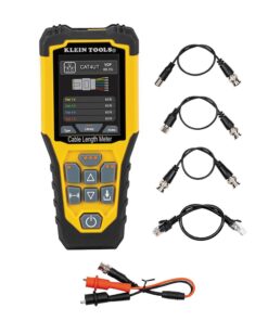 Klein Tools 501-915 Cable Tester, TDR Cable Length Meter Measures Electrical, Data, Two-Wire and Romex Cables, Includes Leads, Carrying Case