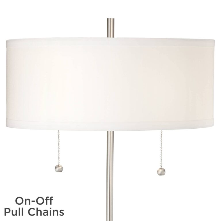 360 Lighting Nikola Modern Accent Table Lamps 23.75" High Set of 2 with Hotel Style USB and AC Power Outlet Slim Silver White Drum Shade for Living Room Desk Bedroom House Bedside Nightstand - Image 4