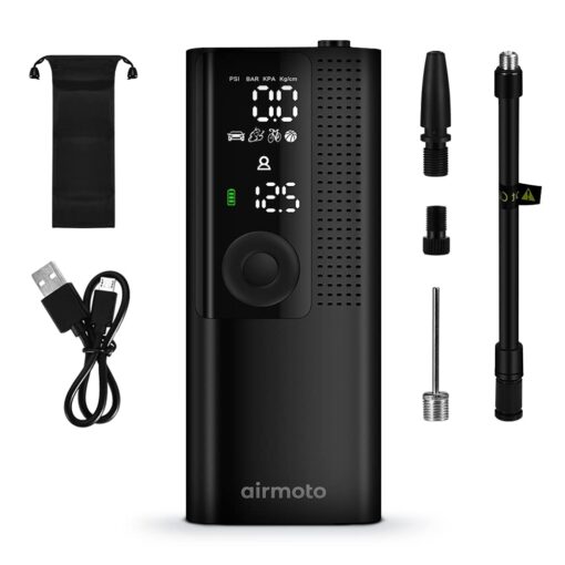 Airmoto Tire Inflator Portable Air Compressor - 3pack - Air Pump for Car Tires with Digital Pressure Gauge, LED Light and Auto Shut-Off Function - Cordless Pump for Car, Motorcycle, Bicycle, Balls - Image 4