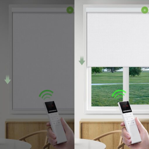 Motorized Blinds with Remote (23-95 inches) Window Roller Shade Wireless Rechargeable Motor Popular Full Blackout Sunshine Fabric for Office and Home Customize Size (82006G) - Image 6