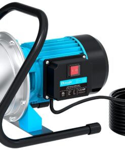 BOMGIE 1.5HP Water Transfer Pump,1200GPH Shallow Jet Well Pump,Extended 13FT Power Cord Portable Sprinkler Booster Pump,Irrigation Lawn Fountain Pool Draining Self Priming Transfer Pumps