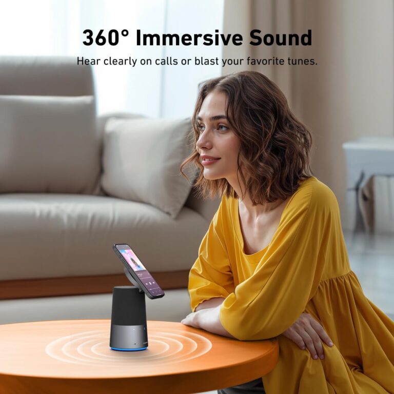 AnkerWork S600 by Anker All-in-One Speakerphone, Bluetooth Speaker Microphone, Qi2 15W Wireless Charging, AI Noise Cancelling, 70° Adjustable Magnetic Phone Stand, 360° Sound, 16H Built-in Battery - Image 2