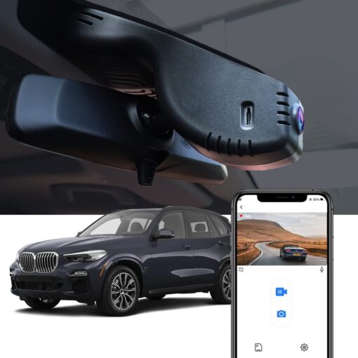 Fitcamx 4K Dash Cam Suitable for BMW X5 2023 2022 2021 2020 2019 G05 Xdrive50i 40i M50i Sdrive40i (Model A), Integrated OEM Style, UHD 2160P Video WiFi, G-Sensor, Loop Recording, Plug&Play, 64GB Card