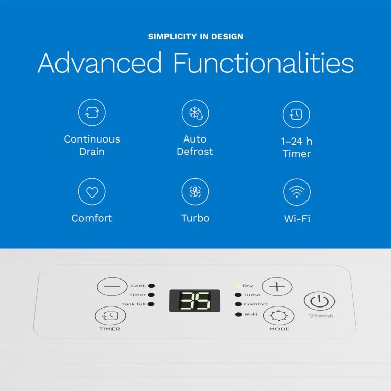 hOmeLabs 1,000 Sq. Ft Portable Wi-Fi Dehumidifier – 8 Pint, Ultra Quiet & Compact for Home, Bedroom, Bathroom & Office – Smart Humidity Control with Drain Hose Included - Image 5