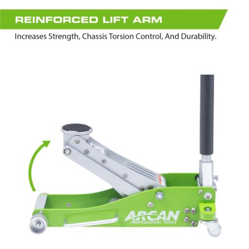 ARCAN Tools 3-Ton Quick Rise Aluminum Floor Jack with Dual Pump Pistons & Reinforced Lifting Arm (A20018_A20019) - Image 4