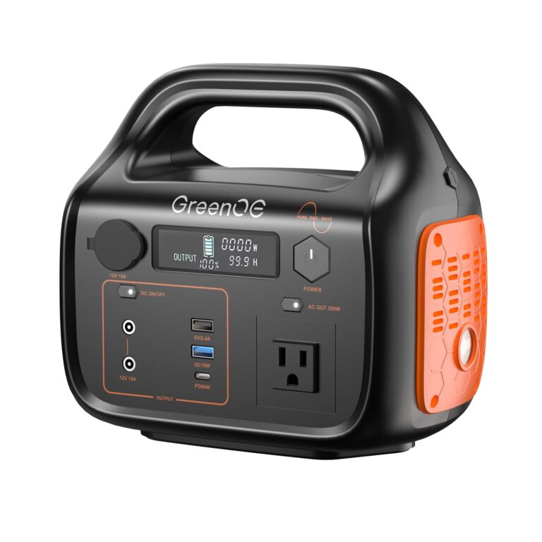 GREENOE Portable Power Station 300W 299Wh Solar Powered Generator with LED 7 Ports 120V Pure Sine Wave AC Outlet USB-C Camping Power Bank for Outdoors Travel Hunting Home Lithium Battery Backup