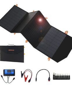 FlexSolar 120W Portable Solar Panel for 300/500/1000/1500W Power Station,IP67 Waterproof Folding Solar Charger with USB C&2 USB A&18V DC Output Charge Generator,Cell Phones,Power Bank,12V Car Battery