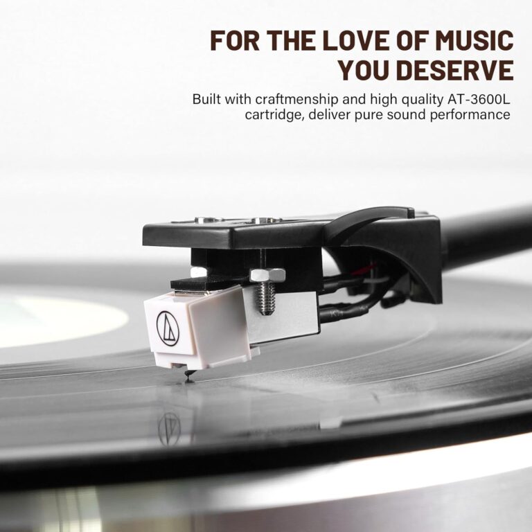High Fidelity Belt Drive Turntable with Built-in Speakers,FEKTIK Vinyl Record Player with Magnetic Cartridge, Bluetooth Playback and Aux-in Functionality, Auto Off - Image 9