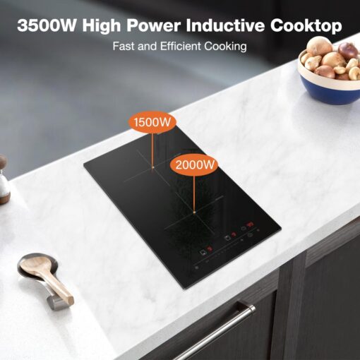 ThermoMate 12 Inch Induction Cooktop, 3500W 2 Boost Burner Built in Induction Stove Top, Electric Cooktop with 9 Heating Level, Timer & Child Safety Lock, Touch Control, 240V - Image 8