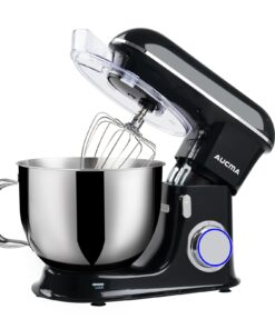Aucma Stand Mixer,8.5QT 900W Tilt-Head, Large Capacity Kitchen Electric Mixer with Dough Hook, Wire Whip & Beater (Black, 8.5QT)