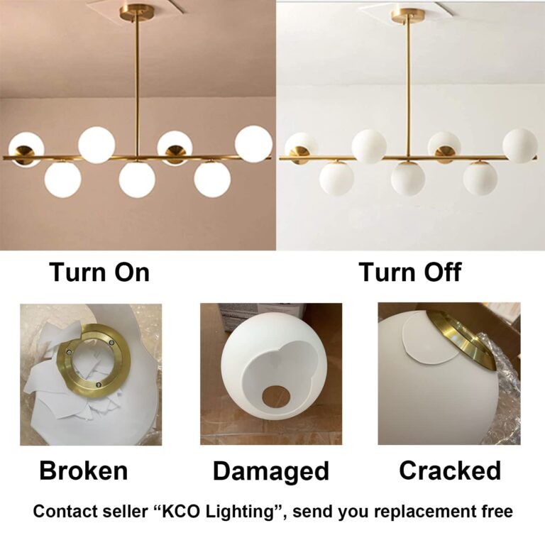KCO Lighting Modern Brass Linear Chandelier Pendant Light 7-Lights Gold and White Glass Pendant Lighting Mid Century Globe Dining Light Fixture for Living Room Kitchen - Image 2