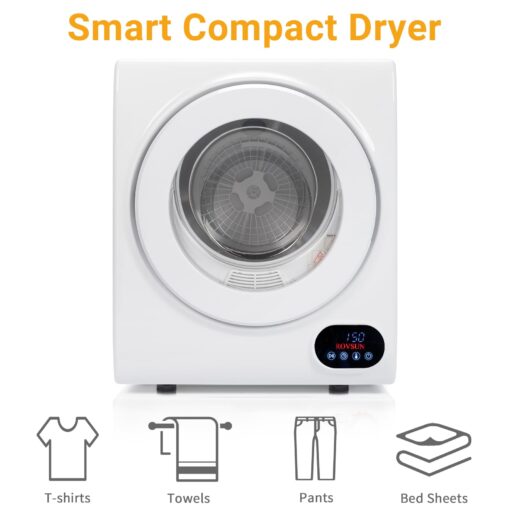 Bonnlo Portable Clothes Dryer, Front Load Electric Dryers Machine, Compact Laundry Dryers with Stainless Steel Tub, for Home, Apartment, Dorm, White (LCD Touch Control) - Image 7