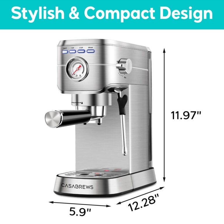 CASABREWS CM5418 Espresso Machine 20 Bar, Compact Espresso Maker with Steam Milk Frother, Stainless Steel Coffee Machine with 34oz Removable Water Tank for Cappuccino, Latte, Silver - Image 4