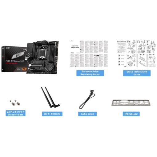 MSI PRO B650M-A WiFi ProSeries Motherboard (AMD Ryzen 9000/8000/7000 Series Processors, AM5, DDR5, PCIe 4.0, M.2, SATA 6Gb/s, USB 3.2 Gen 2, HDMI/DP, Wi-Fi 6E, Bluetooth 5.3, 2.5Gbps LAN, mATX) - Image 3