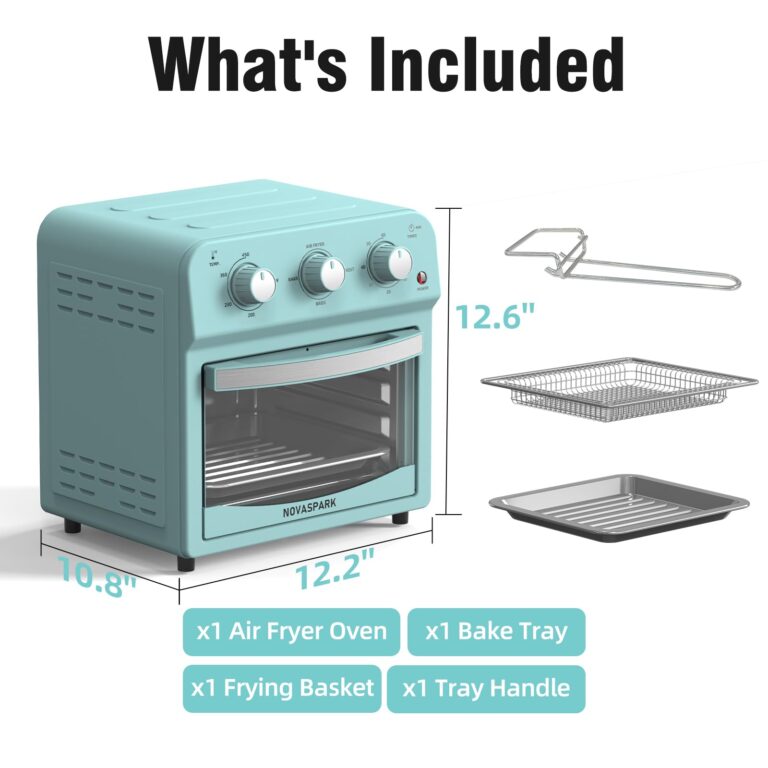 Novaspark Air Fryer Toaster Oven Combo, Retro Convection Oven Countertop,12L Small Toaster Oven, 4-slices or 6" Pizza,Bake,Toast,Broil, Air Fry, 1500W Rapid Heating Mini Toaster Oven, Non-Stick, Blue - Image 3