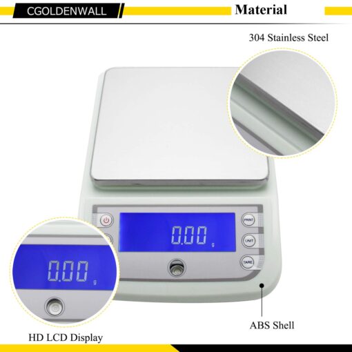 CGOLDENWALL 5000g 5kg 0.01g Lab Analytical Balance Digital Precision Electronic Scale Analytical Counter Automatic Calibration Commercial Scale High Precision Output RS232 and Automatic Calibration - Image 7