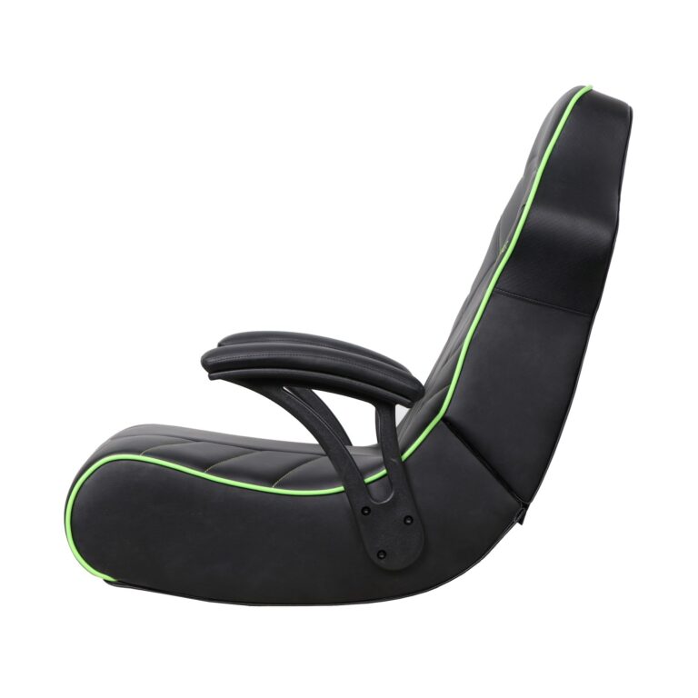 X Rocker Limewire Video Gaming Floor Chair with Armrests, Built-In Audio via Wireless Bluetooth, Foldable, Vegan Leather, 300 lbs Max, Amazon Exclusive, Black with Green - Image 4
