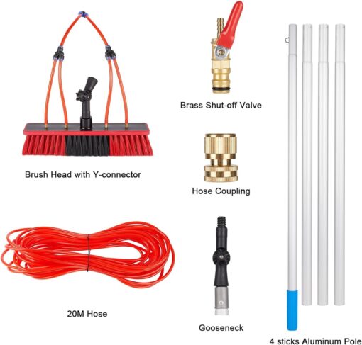 ZKUAOGDI 26 FT Solar Panel Cleaning Kit, Window Cleaning System, 20M Hose & Rotating BrushHead, Washing Equipment Window Cleaner Tool Water Fed Pole Kit for Roof Caravan Solar Panel - Image 3