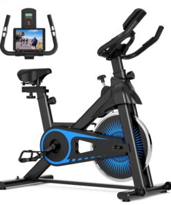 UPREIGN Indoor Cycling Bike - Adjustable Resistance Stationary Bike for Home Exercise, Indoor Cycling Bike with Smartphone Holder, LCD Display and Heart Rate Monitor, Blue