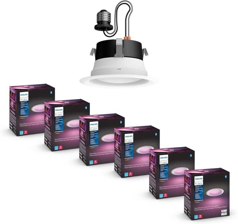 Philips Hue Smart Recessed 4 Inch LED Downlight - White and Color Ambiance Color-Changing Light - 6 Pack - 850LM - Indoor - Control with Hue App - Works with Alexa, Google Assistant and Apple Homekit