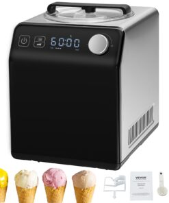 VEVOR Upright Automatic Ice Cream Maker with Built-in Compressor, 2 Quart No Pre-freezing Fruit Yogurt Machine, Stainless Steel Electric Sorbet Maker, 4 Modes Gelato Maker with Digital Display & Timer