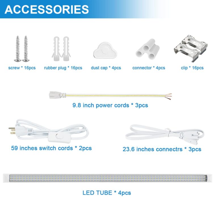 SHOPLED 8FT LED Shop Light, 90W 11700LM 6000K Cool White, Super Bright 300° D-Shape, Linkable T8 Tube Light Fixtures, 4 Pack 8 Foot LED Lights for Garage, Warehouse, Workshop - Image 3