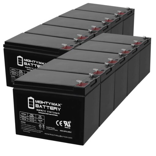 Mighty Max Battery ML7-12 - 12 Volt 7.2 AH SLA Battery - Pack of 10